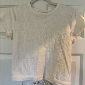 Cream Textured Short Sleeve Top
